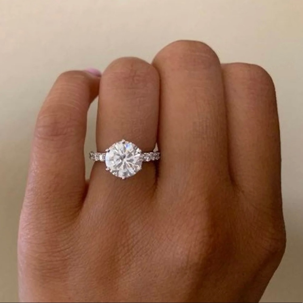 2.5ct Moissanite 14K Ring with Side Diamonds Sz 3.75 Custom Made